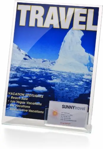 Honest Officemate Slanted Vertical Sign Holder with Business Card Pocket, 8.5 x 11 Inches, Clear, 1 Holder (23008) Review 9 product review image