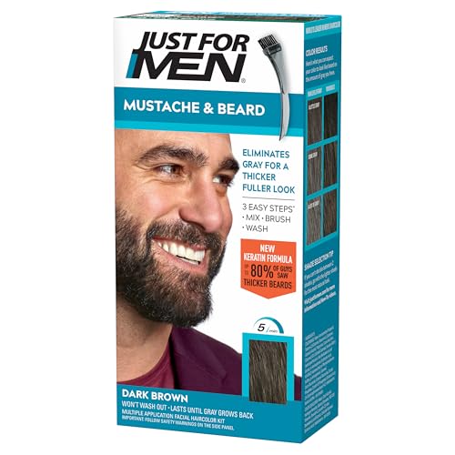 Honest Just For Men Mustache & Beard, Beard Dye for Men with Brush Included, With Keratin Biotin Aloe and Coconut Oil for Healthy Facial Hair - Dark Brown, M-45, Pack of 1 (Packaging May Vary) Review 5 product review image