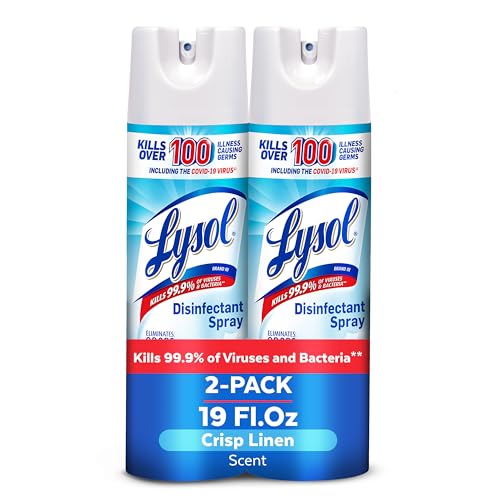 Honest Lysol Disinfectant Spray, Household Essential Cleaning Supplies, Multi-Purpose Room Spray, Antibacterial Sanitizer Spray, Upholstery Deodorizer, Home and Bathroom, Crisp Linen,19 Fl Oz (Pack of 2) Review 5 product review image