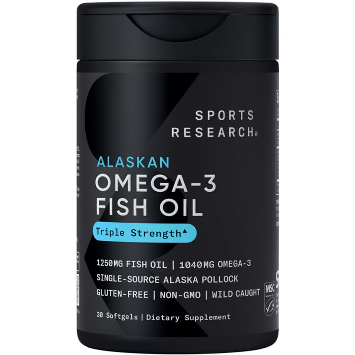 Honest Sports Research Triple Strength Omega 3 Fish Oil Supplement - EPA & DHA Fatty Acids from Wild Alaskan Pollock - Heart, Brain & Immune Support for Adults, Men & Women - 1250 mg Capsules (30 ct) Review 1 product review image