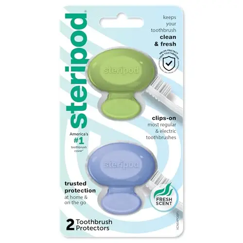 Honest Steripod Clip-On Toothbrush Protector, Green and Blue, 2 Count Review 6 product review image